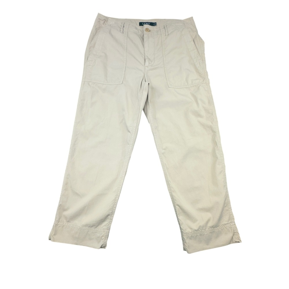 Lauren Ralph Lauren Khaki Tan Utility Crop Pants Straight Leg Size 6 - Picture 2 of 9